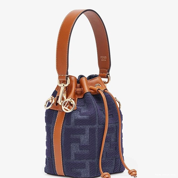 Cheap Canvas Mini FF Blue In Tresor Fendi Bag Motif Mon Bucket 0707